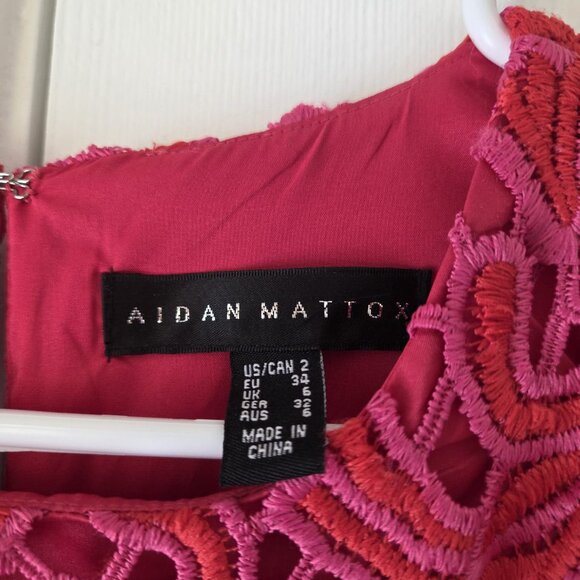 Aidan Mattox Dress 2 Lace Overlay Bright Pink Dress Size 2 $285 - Picture 4 of 9